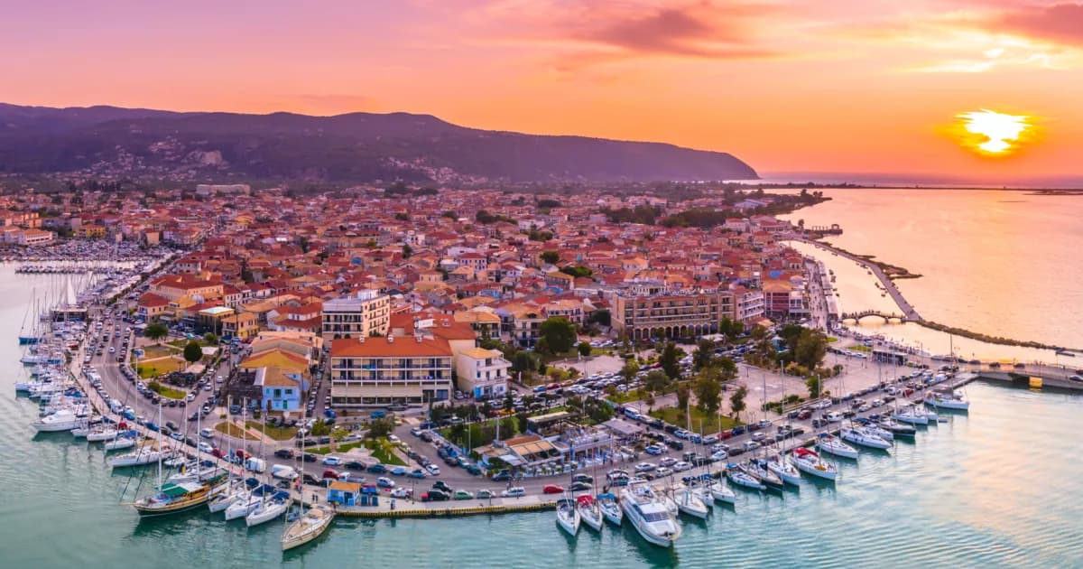 Lefkada Town at sunset