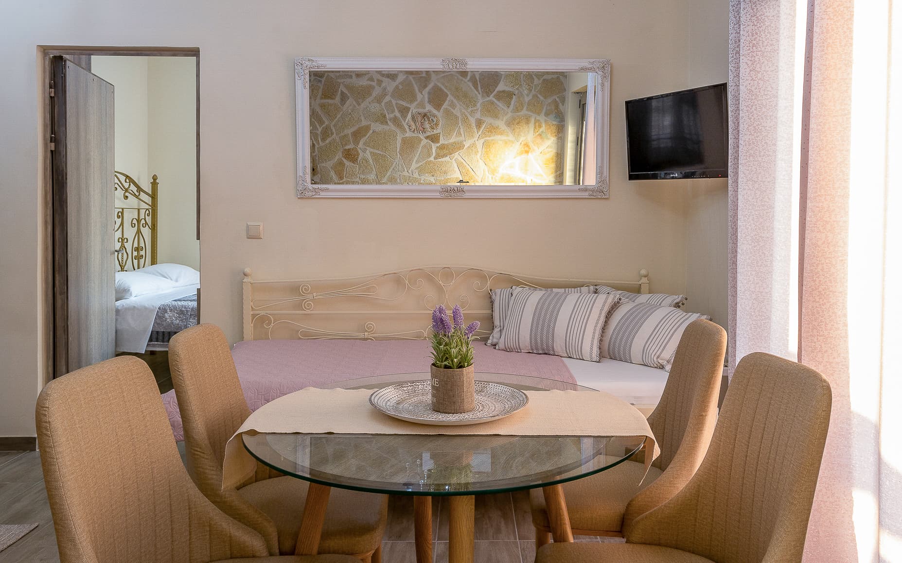 Living room at Sun And Stone with sofa bed and sitting area